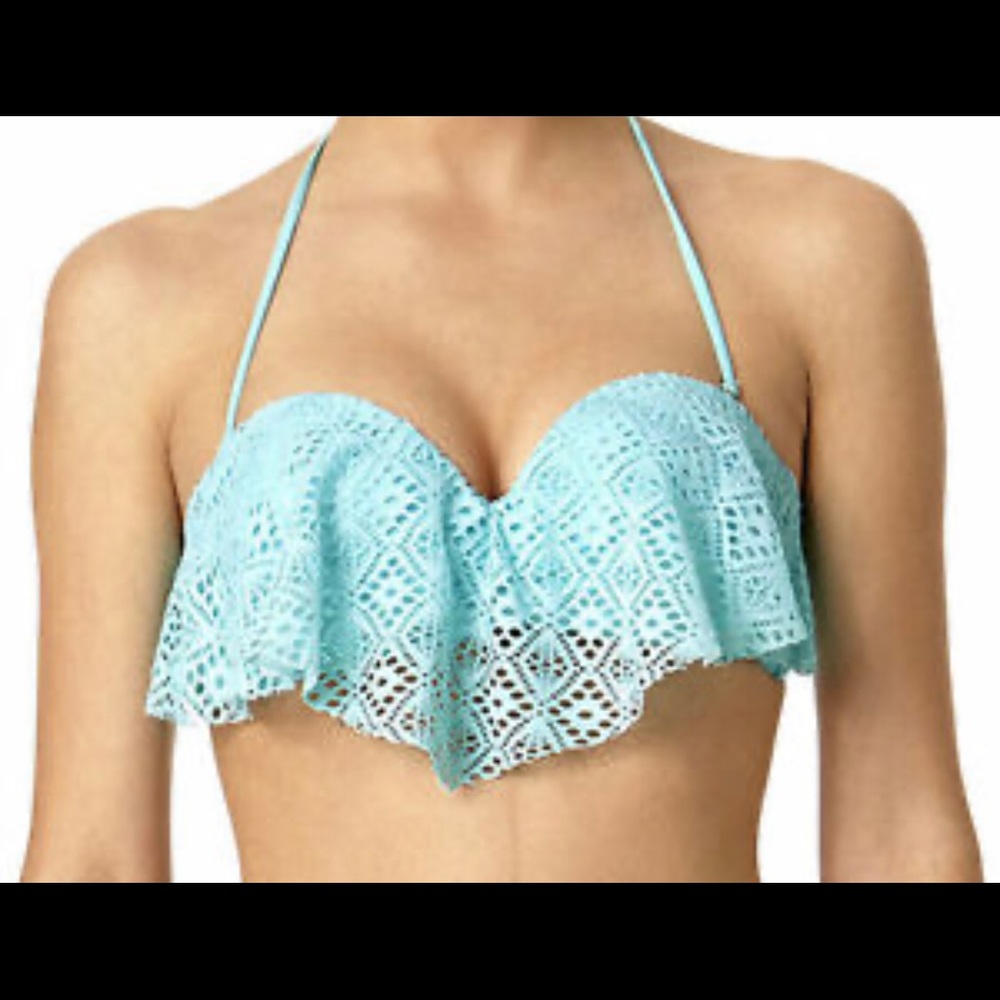 Arizona Blue Crochet Flounce Bandeau Swim Top